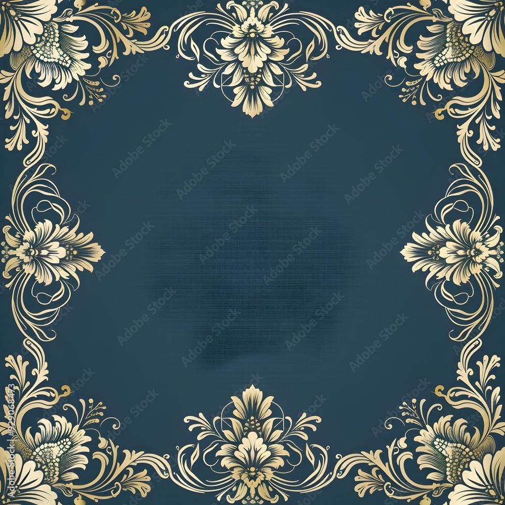 Poster elegant damask frame with rich patterns and deep colors ideal for classic and formal invitations or 
