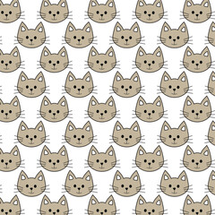 Doodle cute cat seamless pattern.