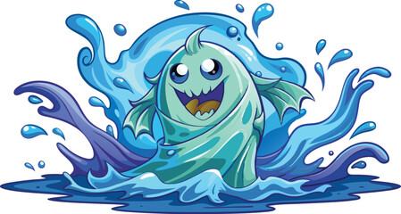 Ghost emerging from water with water splash | Ghosts with Cat Vector, Cute Halloween Ghosts Vector, Cat Lover Ghost Vector, Halloween Cat Mom Vector, Spooky Season Cats Vector, Cat Person Vector