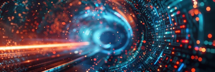 Obraz premium Tunnel of Glowing Data Points