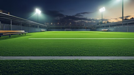 Obraz premium Night Soccer Field Under Stadium Lights