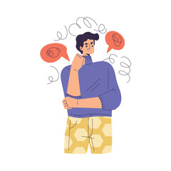 Negative Emotion with Man Character Express Feeling Vector Illustration