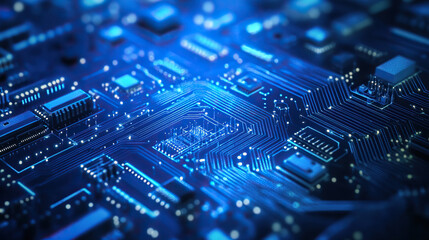 electronic circuit board blue tech background	

