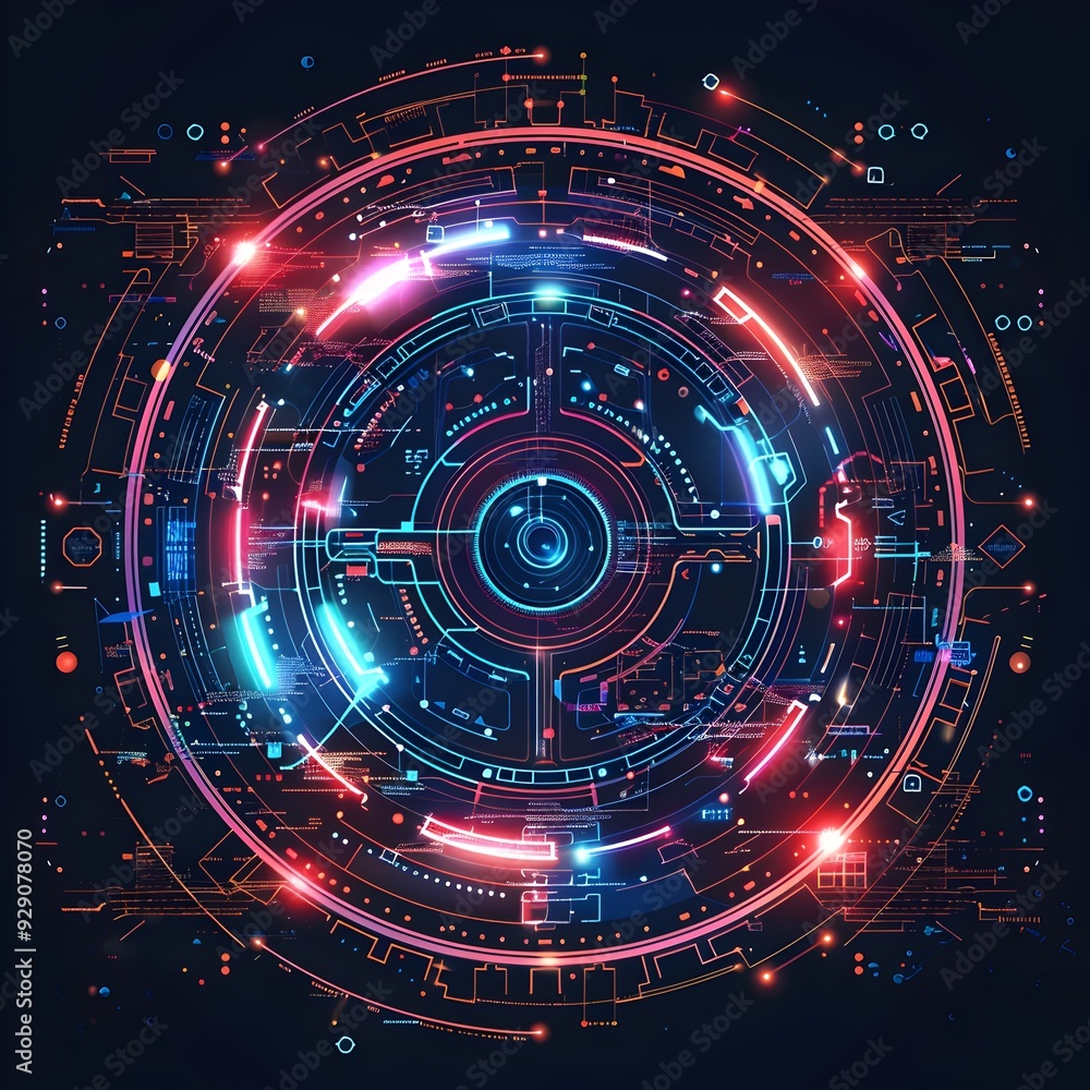 Poster futuristic digital tech frame for technology themed projects and design