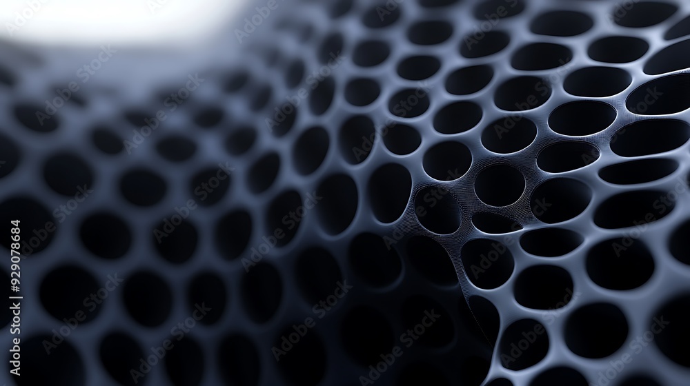 Poster abstract pattern of interconnected circles in a dark blue hue