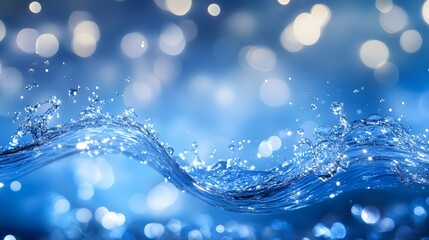 Water Running and Dripping on Blue Background, Abstract Image, Texture, Pattern, Wallpaper, Cover and Screen of Smartphone, Cell Phone, Computer, Laptop, 9:16 and 16:9 Format