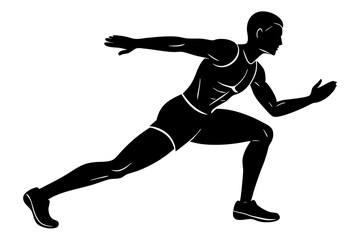 Silhouette of Runner Performing Lunges, Dynamic Exercise Illustration