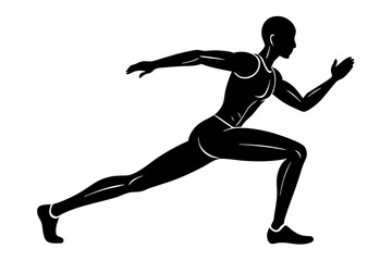 Silhouette of Runner Performing Lunges, Dynamic Exercise Illustration