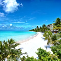 Fototapeta premium Beautiful landscapes of paradisiacal beaches and sea, good for living, sightseeing, vacations and holidays.