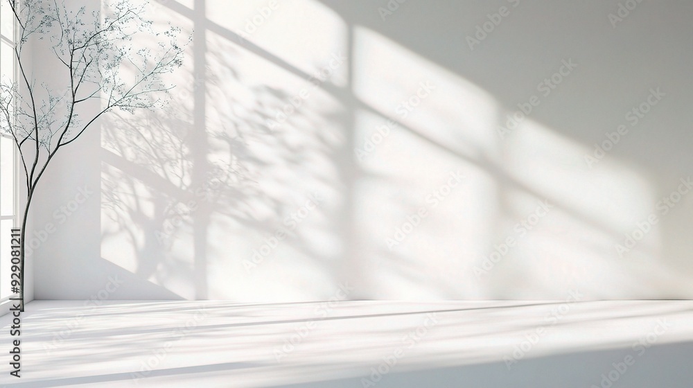 Poster crisp white background with smooth textures and soft lighting, evoking purity and simplicity