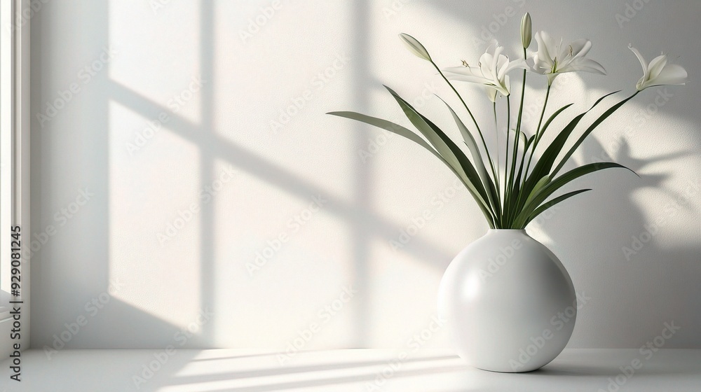 Poster create a crisp white background with smooth textures and soft lighting, evoking purity and simplicit