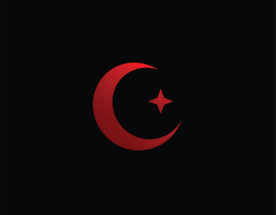 a black background with a symbol of a crescent and star in the middle of turkish