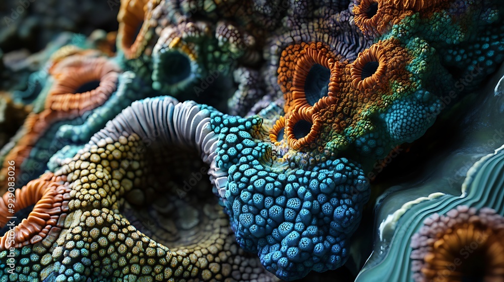 Poster abstract macro image of colorful organic structures