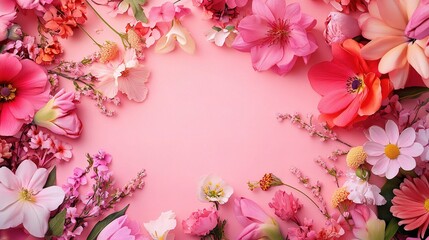 Floral Frame: A delicate arrangement of vibrant pink flowers creates a charming and feminine frame