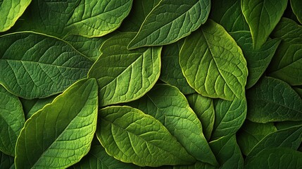Fototapeta premium Green Leaves Texture: A lush, organic backdrop of vibrant green leaves, perfect for adding a touch of nature and freshness to your designs.