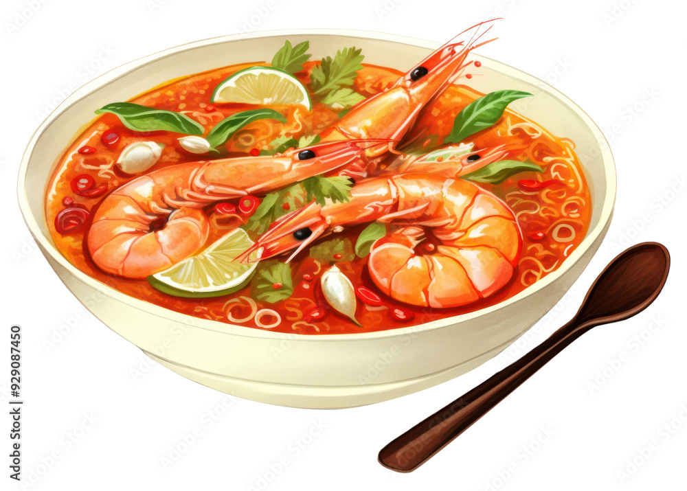 Wall mural PNG Seafood plate spoon soup.