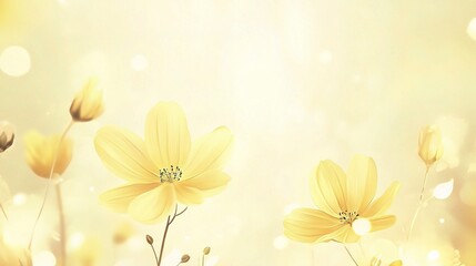 A soft and delicate watercolor illustration of yellow wildflowers bathed in warm sunlight, evoking feelings of joy and serenity.  