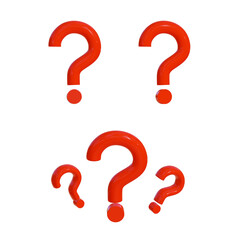 Red question mark 3D on png transparent background.