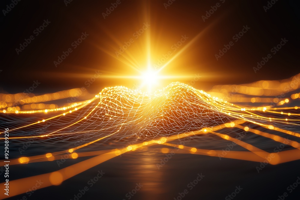 Poster illuminating digital landscape showcasing vibrant colors and intricate patterns of light. ideal for 