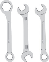 Wrench set. Different spanner color icon collection