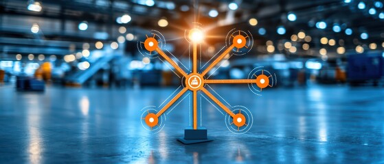 Innovative technology symbol representing connectivity and collaboration in a modern warehouse environment.