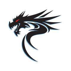 dragon. logos and tattoos. black and white flat design style. Suitable for e-sports, games, squads, etc. design template vector