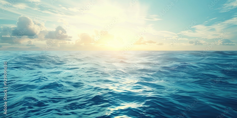 Poster Sunlit blue sea and sky