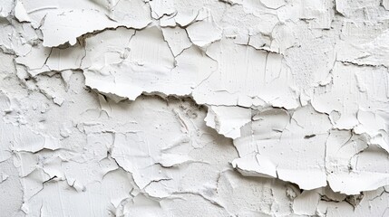 Obraz premium Detailed abstract texture of a white plaster wall with aging cracks and a rough, uneven surface, conveying a sense of history and timelessness.