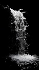 Water Running and Dripping on Black Background, Abstract Image, Texture, Pattern, Wallpaper, Cover and Screen of Smartphone, Cell Phone, Computer, Laptop, 9:16 and 16:9 Format