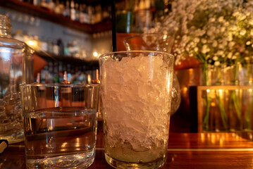 Glass on a counter