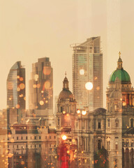 Naklejka premium Ireland City Skylines Two-in-One Composite Artwork - A city skyline with many buildings