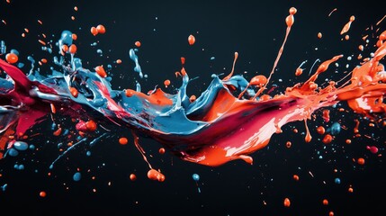 Abstract Splash of Blue and Red Paint