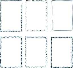 Vector linear doodle frame illustrations. Hand-drawn set isolated on white background. For design, print, invitation, interior or background.