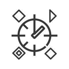 Clock with Four Squares and a Triangle