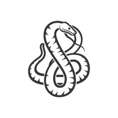 Fototapeta premium Coiled Snake with Spiky Scales and Open Mouth