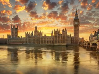 Big Ben and Houses of Parliament at Sunset, London