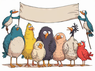 Whimsical bird banner graphics