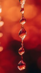 Water Running and Dripping on Red Background, Abstract Image, Texture, Pattern, Wallpaper, Cover and Screen of Smartphone, Cell Phone, Computer, Laptop, 9:16 and 16:9 Format