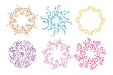 Colorful Mandala circle pattern for decoration, culture, cultural elements, henna, mehendi, hipster, hippy vibe line art, kaleidoscope  and more