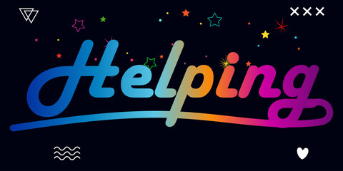 The word Helping, Helping gradient text, helping vector