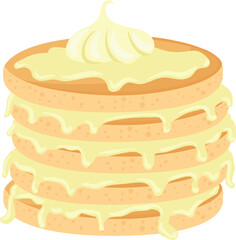 Pancake stack with cream on top cartoon icon