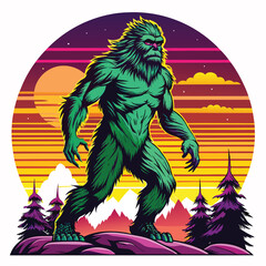 Bigfoot-Retro Vintage Sunset