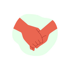 Handshake, couple hold hands, partnership human arm gesture vector icon, greetings or support, love and friendship sign