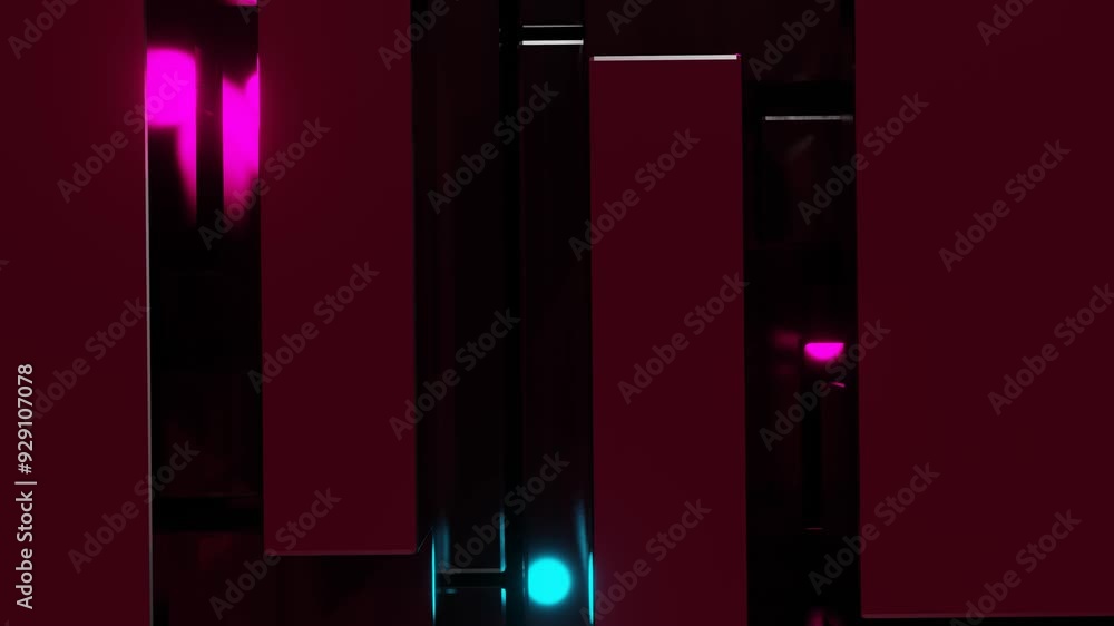 Poster rotating metal abstract composition. 3d render looped animation