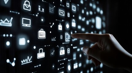 Hand Interacting with Digital Interface - Technology and Innovation