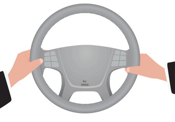 Hand hold wheel. vector illustration