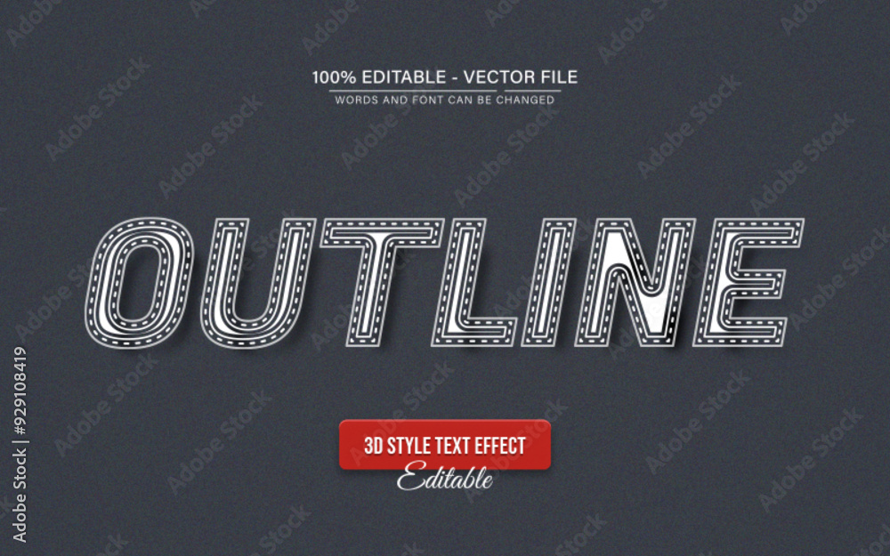 Poster white dotted line text effect style editable