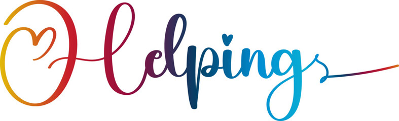 The word Helping, Helping gradient text, helping vector