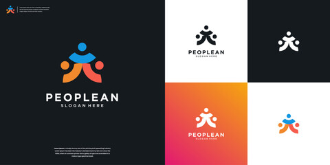 abstract people and human family logo design inspiration