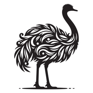 recommend clip art: Ostrich silhouette vector illustration, Ostrich emu bird vector illustration on a white background